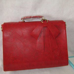 red leather brief case laptop case bag purse